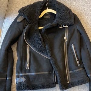 Zara Black Faux Shearling Jacket
